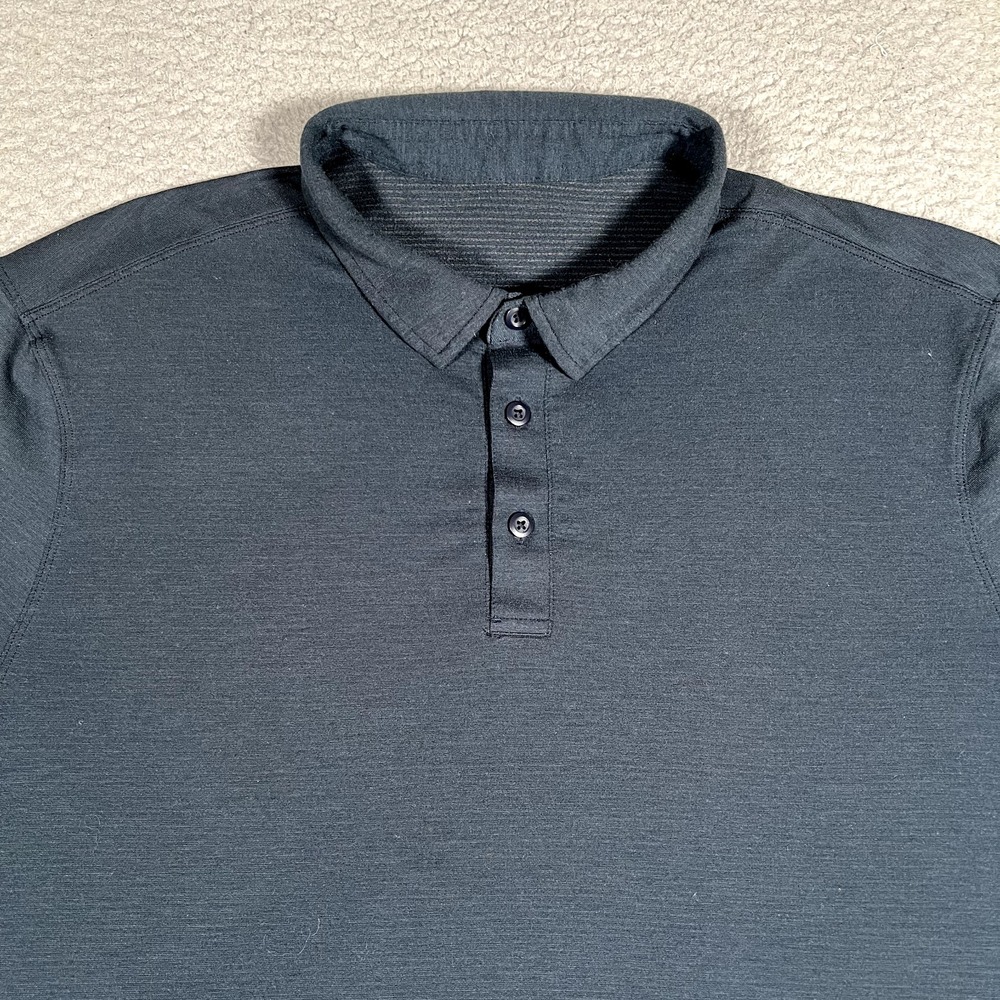 Lululemon‎ Shirt Mens Large Blue Evolution Polo Casual Preppy Stretch Golf Logo